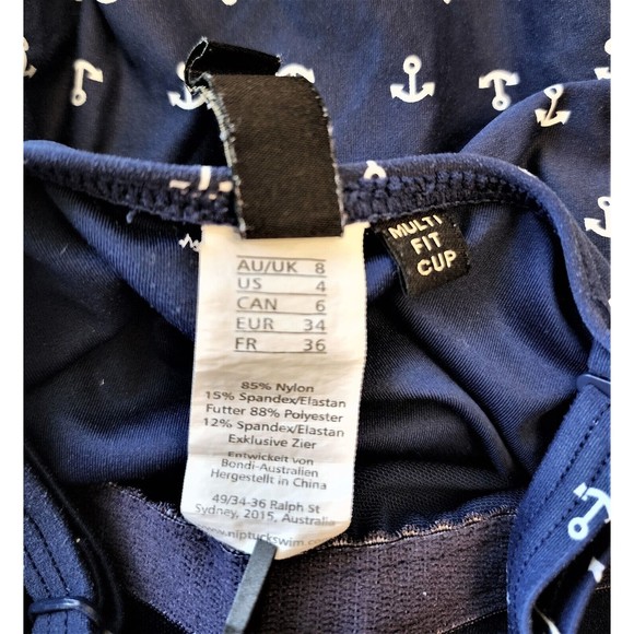 Nip Tuck Slimming Tummy Control Nautical Navy One Piece Swimsuit - Size 4 - Picture 12 of 15